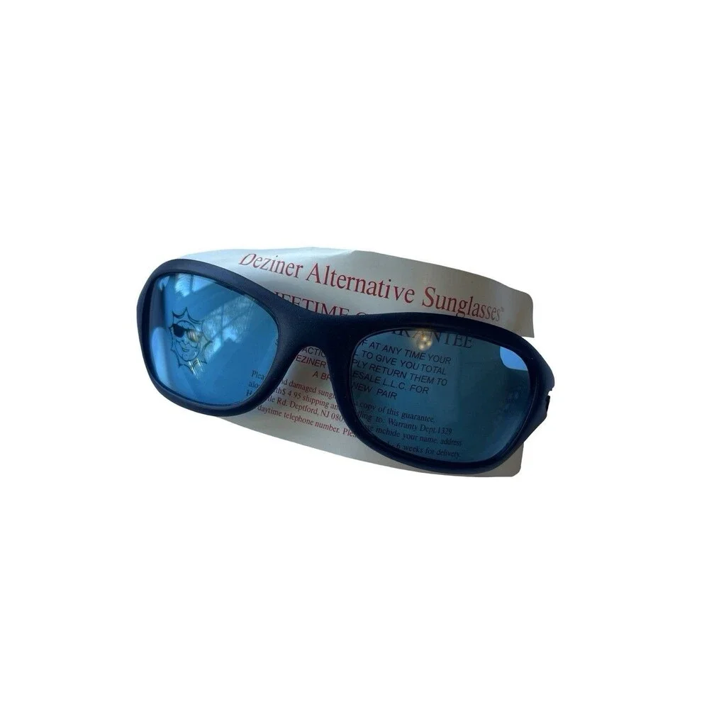 Vintage Blue Wrap Sport Sunglasses Blue Tinted Lenses Retro Y2K Outdoor Unisex